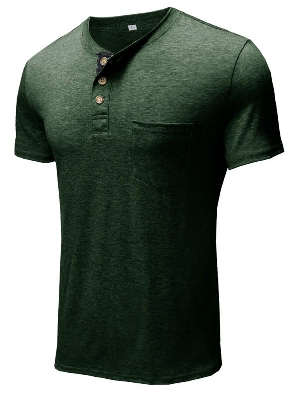 Men's solid color casual short-sleeved T-shirt