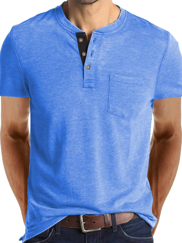 Men's solid color casual short-sleeved T-shirt