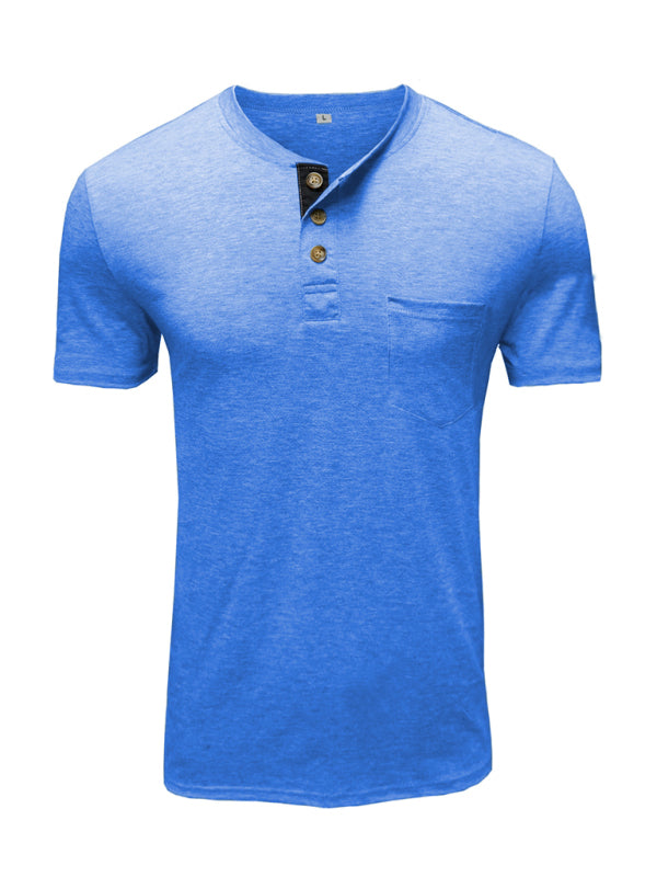 Men's solid color casual short-sleeved T-shirt