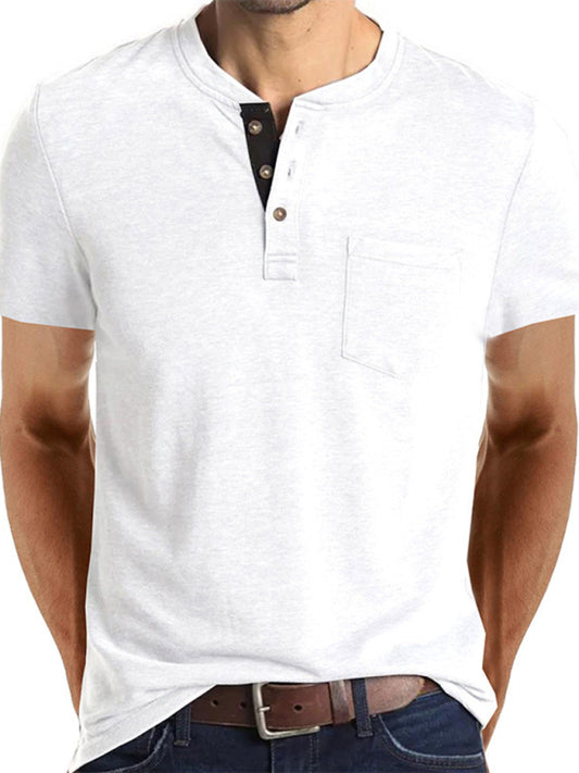 Men's solid color casual short-sleeved T-shirt