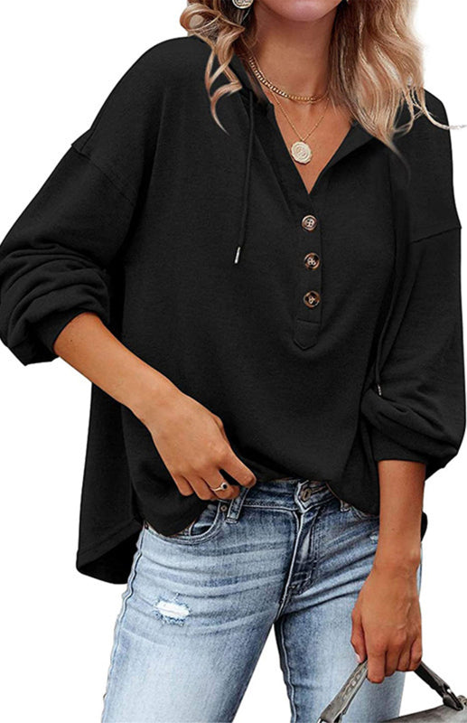 Women's Cardigan Hoodie Casual Loose Solid Color Sweatshirt