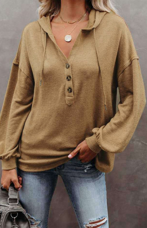 Women's Cardigan Hoodie Casual Loose Solid Color Sweatshirt