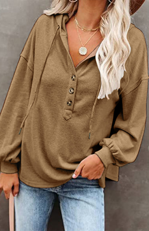 Women's Cardigan Hoodie Casual Loose Solid Color Sweatshirt