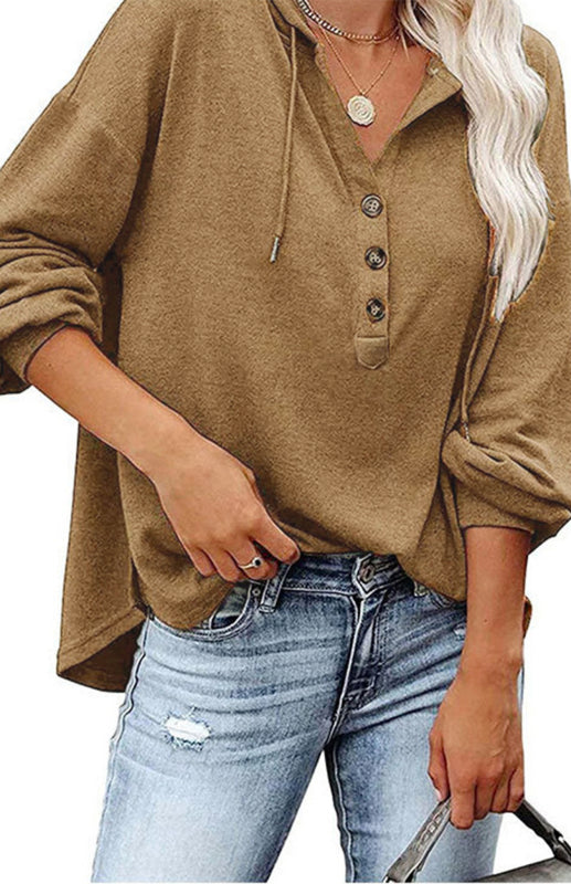 Women's Cardigan Hoodie Casual Loose Solid Color Sweatshirt