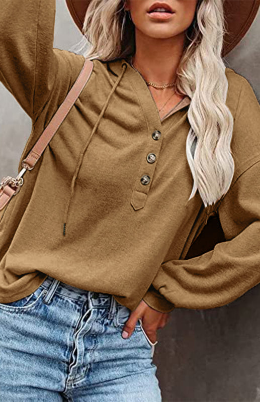 Women's Cardigan Hoodie Casual Loose Solid Color Sweatshirt