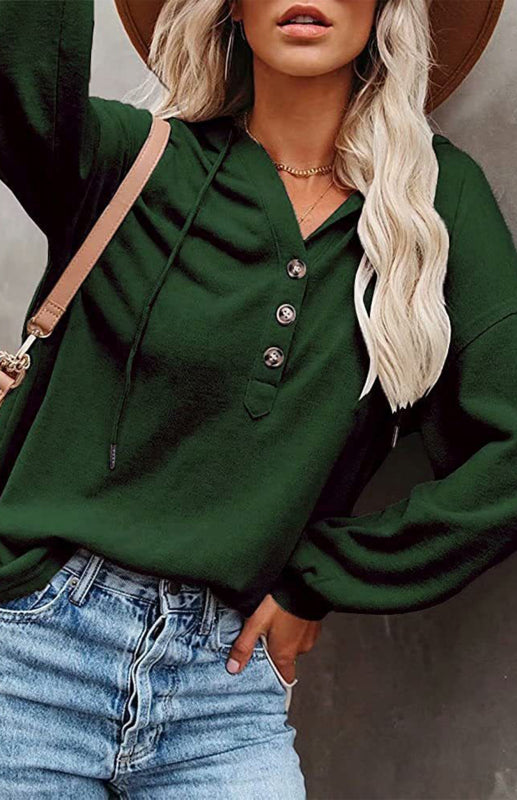 Women's Cardigan Hoodie Casual Loose Solid Color Sweatshirt