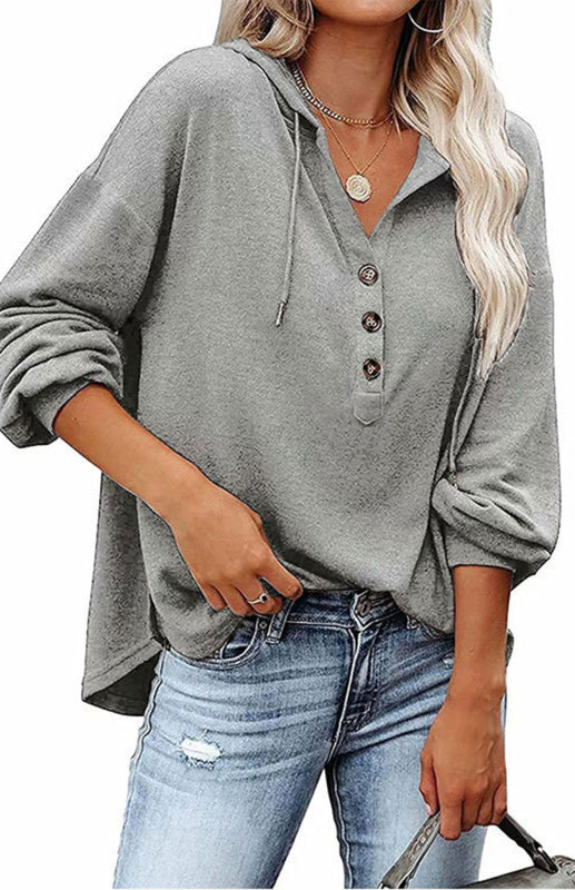 Women's Cardigan Hoodie Casual Loose Solid Color Sweatshirt