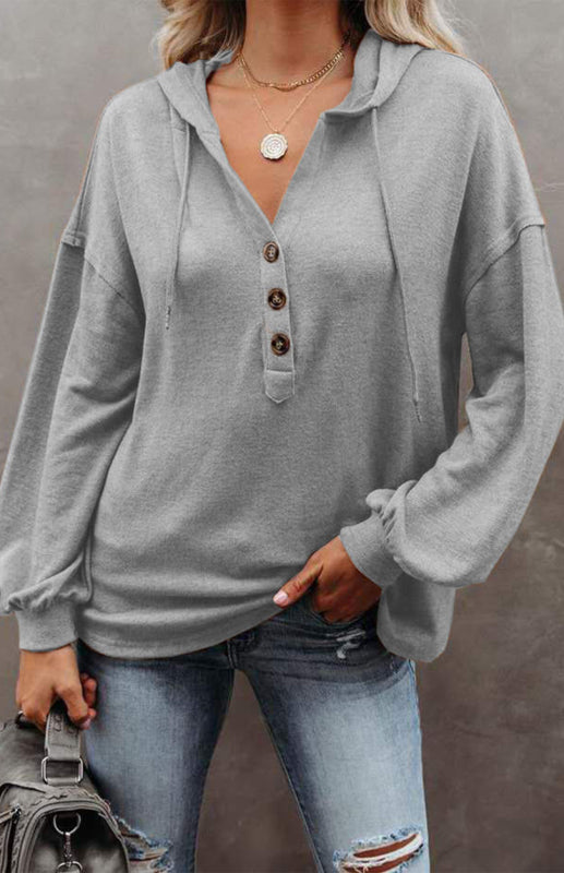 Women's Cardigan Hoodie Casual Loose Solid Color Sweatshirt