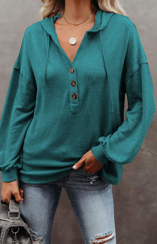 Women's Cardigan Hoodie Casual Loose Solid Color Sweatshirt