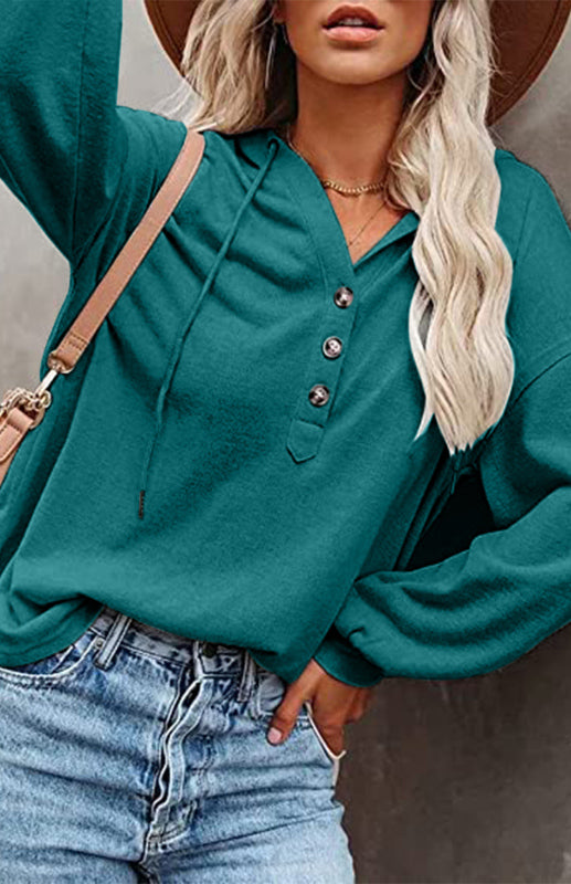 Women's Cardigan Hoodie Casual Loose Solid Color Sweatshirt