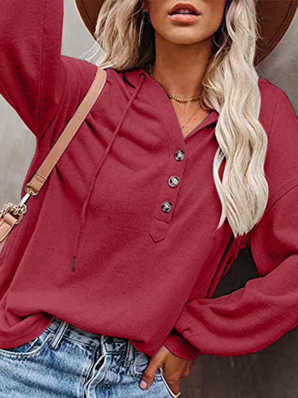 Women's Cardigan Hoodie Casual Loose Solid Color Sweatshirt