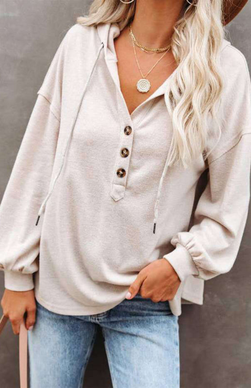 Women's Cardigan Hoodie Casual Loose Solid Color Sweatshirt