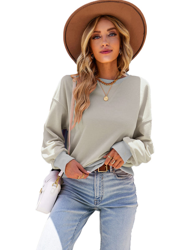 Women's solid color high elastic loose top