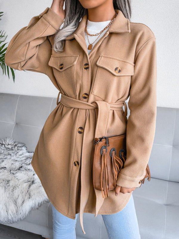 Women's single breasted woolen overcoat