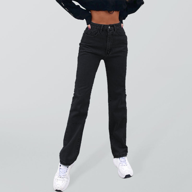 Women's High Waist Straight-leg Denim Jeans