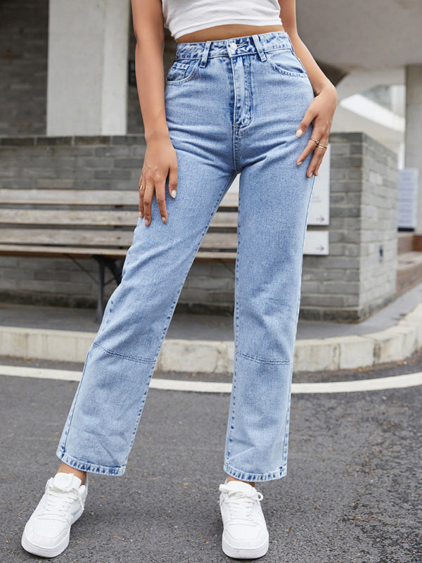 Women's High Waist Straight-leg Denim Jeans